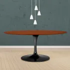 طاولة توليب إيرو سارينن H 73 بيضاوية من خشب البلوط المصبوغ بلون الكرز، صنعت في إيطاليا - قرمزي Viadurini