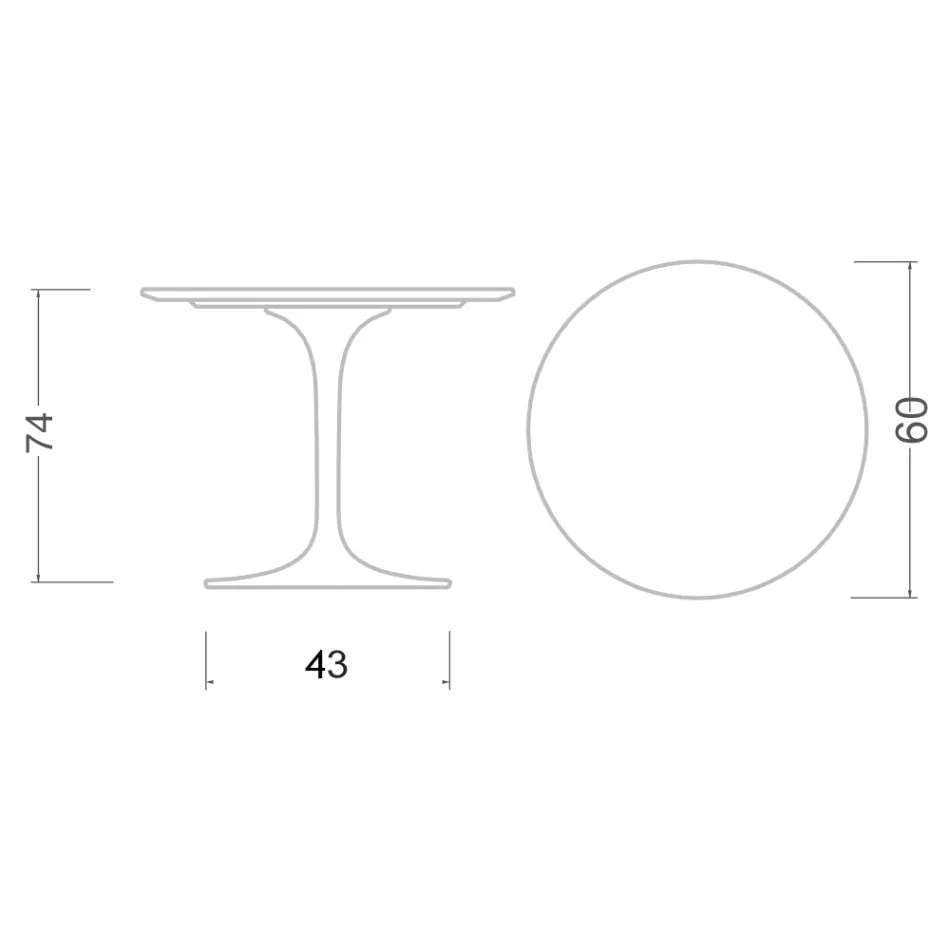 طاولة توليب إيرو سارينن H 73 دائرية من السيراميك، صنع في إيطاليا - قرمزي Viadurini