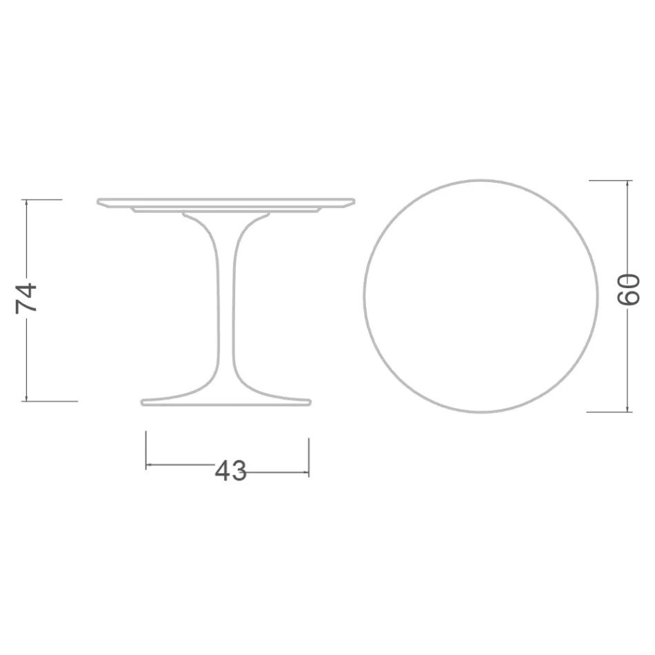 طاولة توليب إيرو سارينن H 73 دائرية من السيراميك سيريوس، صنع في إيطاليا - قرمزي Viadurini