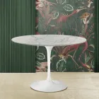 طاولة توليب Eero Saarinen H 73 Round in Carrara Marble Statuarietto Viadurini