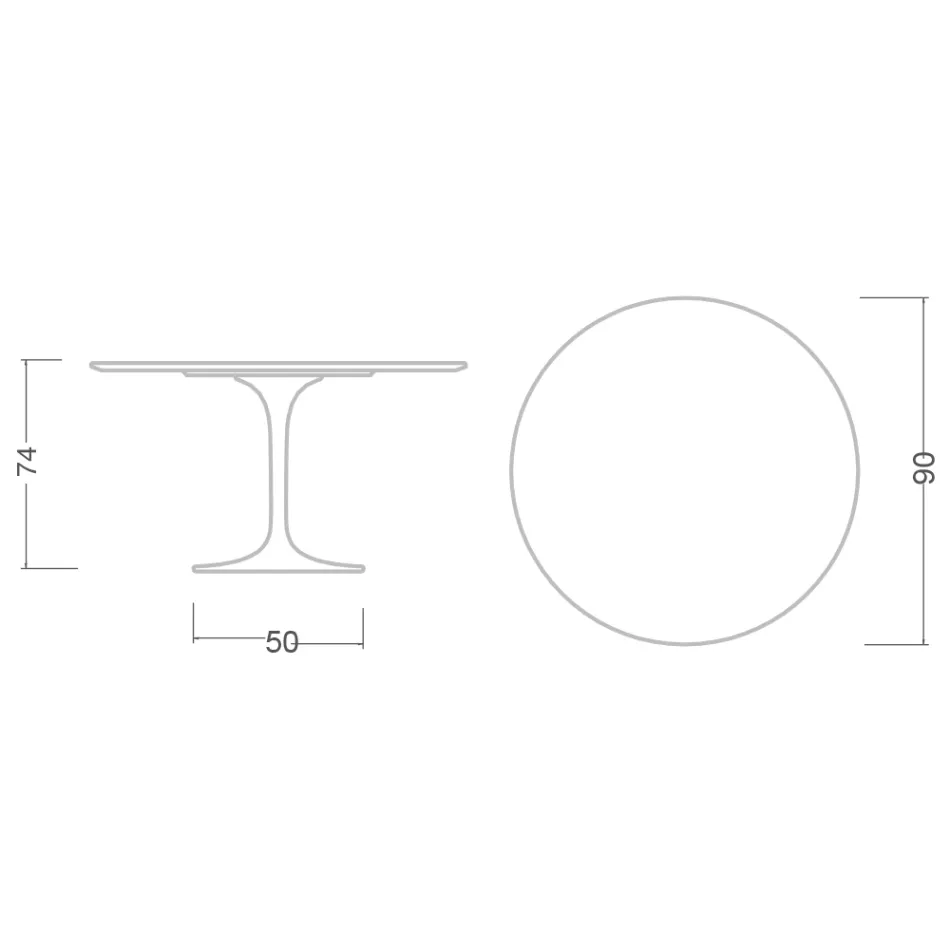 طاولة توليب إيرو سارينن H 73 دائرية باللون الأسود المطلق، صنعت في إيطاليا - قرمزي Viadurini