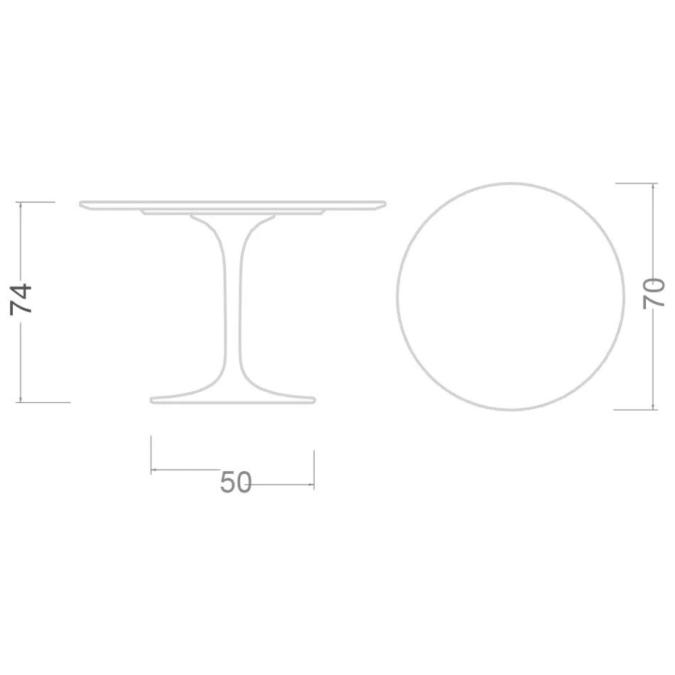 طاولة توليب من إيرو سارينن، ارتفاع 74 سم، بسطح من اللامينيت السائل الأبيض، مصنوعة في إيطاليا - قرمزي Viadurini
