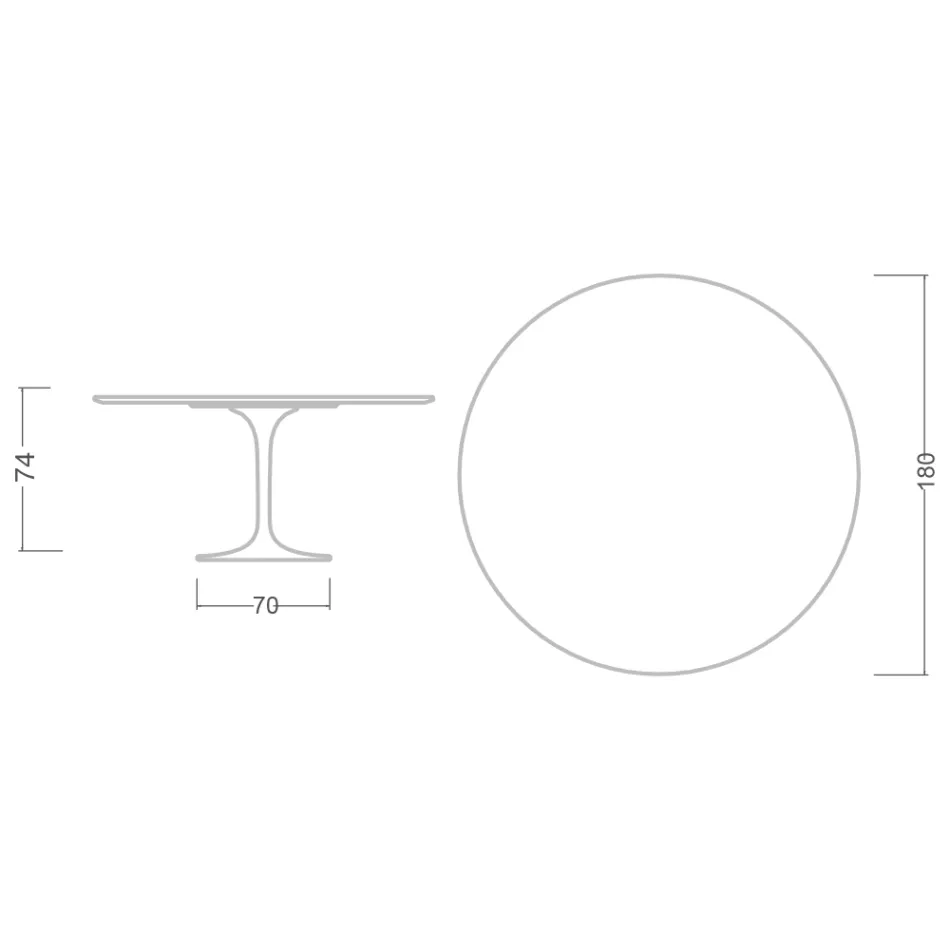 طاولة توليب من إيرو سارينن، ارتفاع 74 سم، مع سطح من مادة MDF مغلفة سائلة باللون الأبيض - قرمزي Viadurini