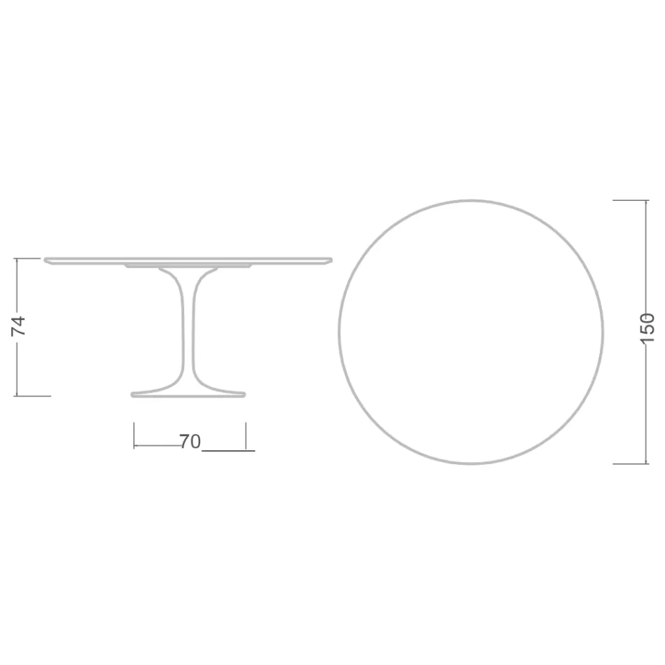 طاولة توليب من إيرو سارينن، ارتفاع 74 سم، مع سطح من مادة MDF مغلفة بسائل أسود - قرمزي Viadurini