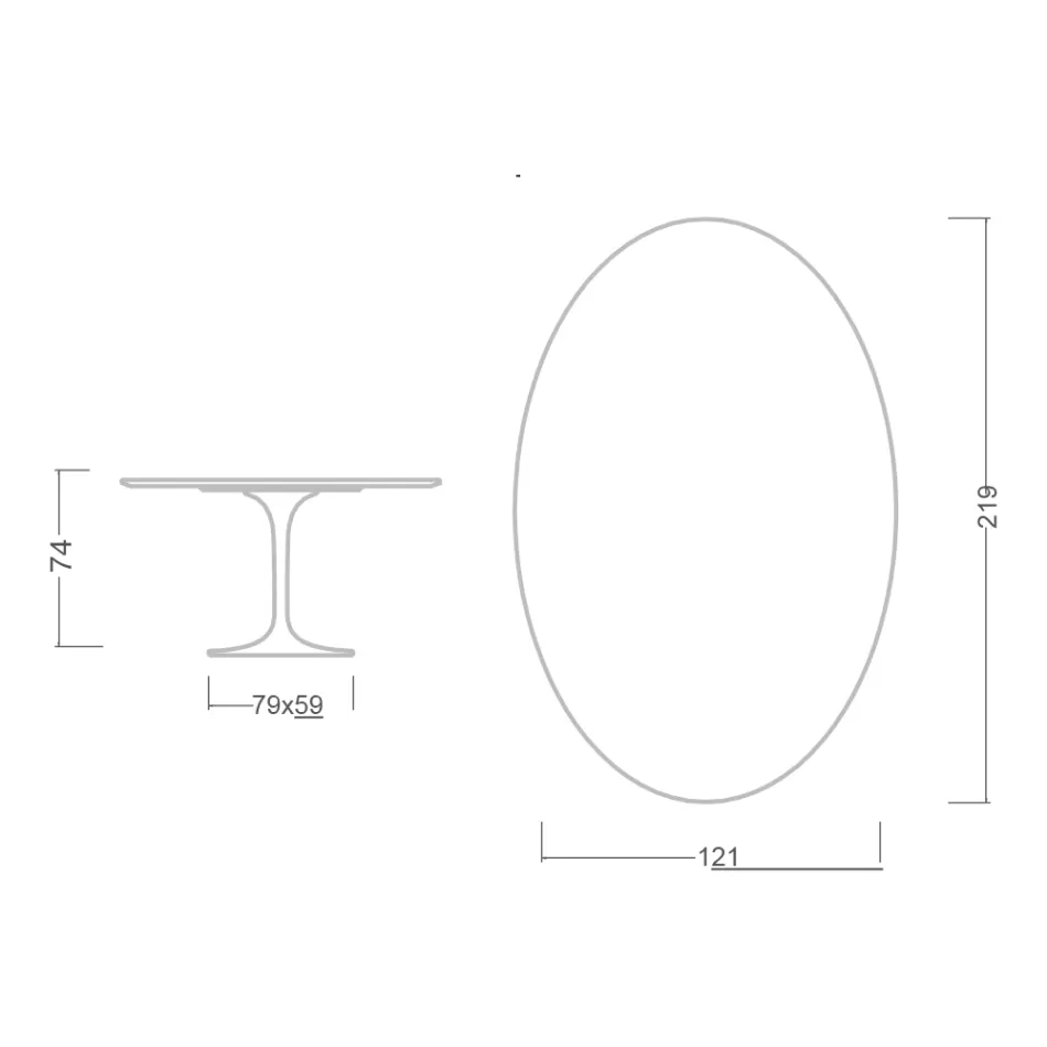 طاولة توليب من إيرو سارينن، ارتفاع 74 سم، مع سطح بيضاوي من رخام أرابسكاتو، صنع في إيطاليا - لون قرمزي Viadurini