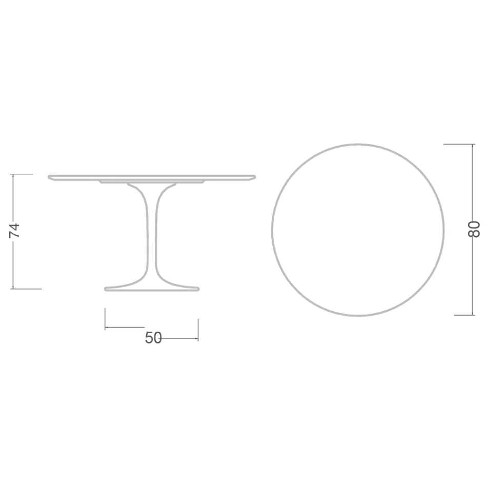 طاولة توليب من تصميم إيرو سارينين، ارتفاع 74 بوصة، مصنوعة من سيراميك مونيه في إيطاليا - اللون القرمزي Viadurini