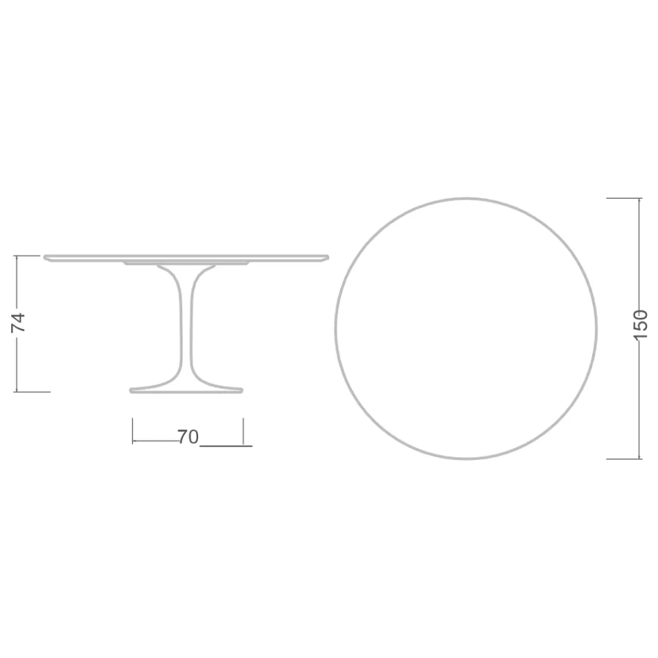 طاولة توليب إيرو سارينن H 74 من رخام كارارا صنع في إيطاليا - قرمزي Viadurini