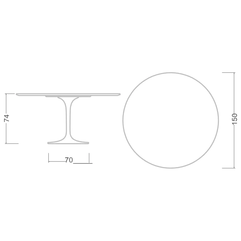 طاولة توليب من إيرو سارينن، ارتفاع 74 سم، مصنوعة من رخام إمبيرادور داكن، مصنوعة في إيطاليا - قرمزي Viadurini