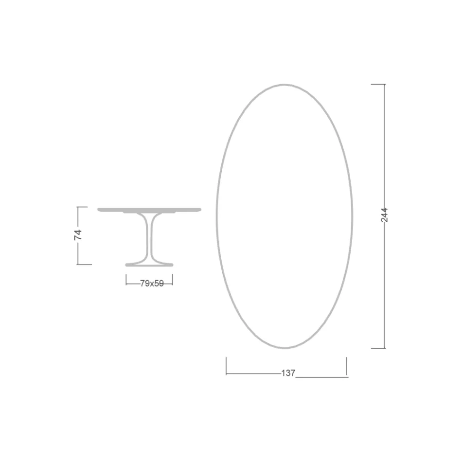 طاولة توليب إيرو سارينن H 74 بيضاوية من السيراميك نوار ديزاير، صنع في إيطاليا - قرمزي Viadurini
