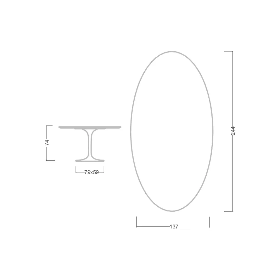 طاولة توليب بيضاوية الشكل من تصميم إيرو سارينين، ارتفاع 74 سم، مصنوعة من سيراميك سالينا في إيطاليا - اللون القرمزي Viadurini