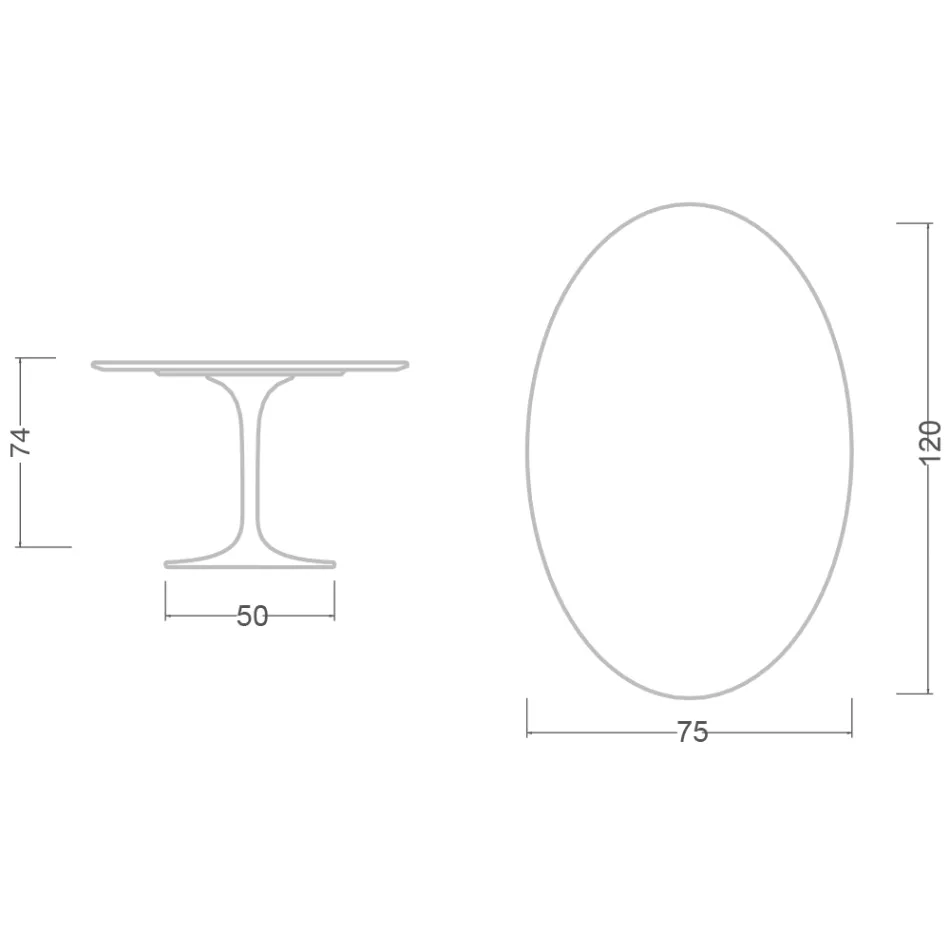 طاولة توليب بيضاوية الشكل من تصميم إيرو سارينين، ارتفاع 74 سم، مصنوعة من سيراميك سالينا في إيطاليا - اللون القرمزي Viadurini