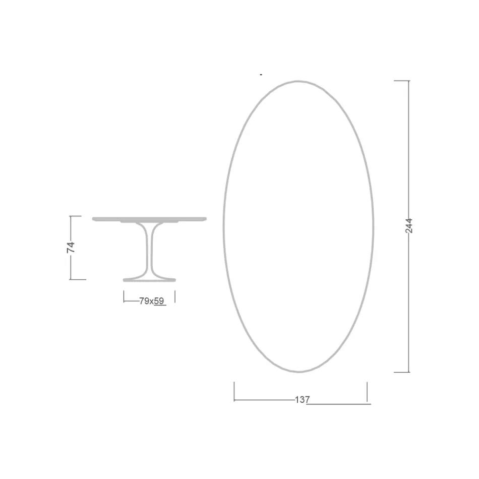 طاولة توليب من إيرو سارينن، ارتفاع 74 سم، بيضاوية الشكل، مصنوعة من رخام ماركينيا الأسود، مصنوعة في إيطاليا - قرمزي Viadurini