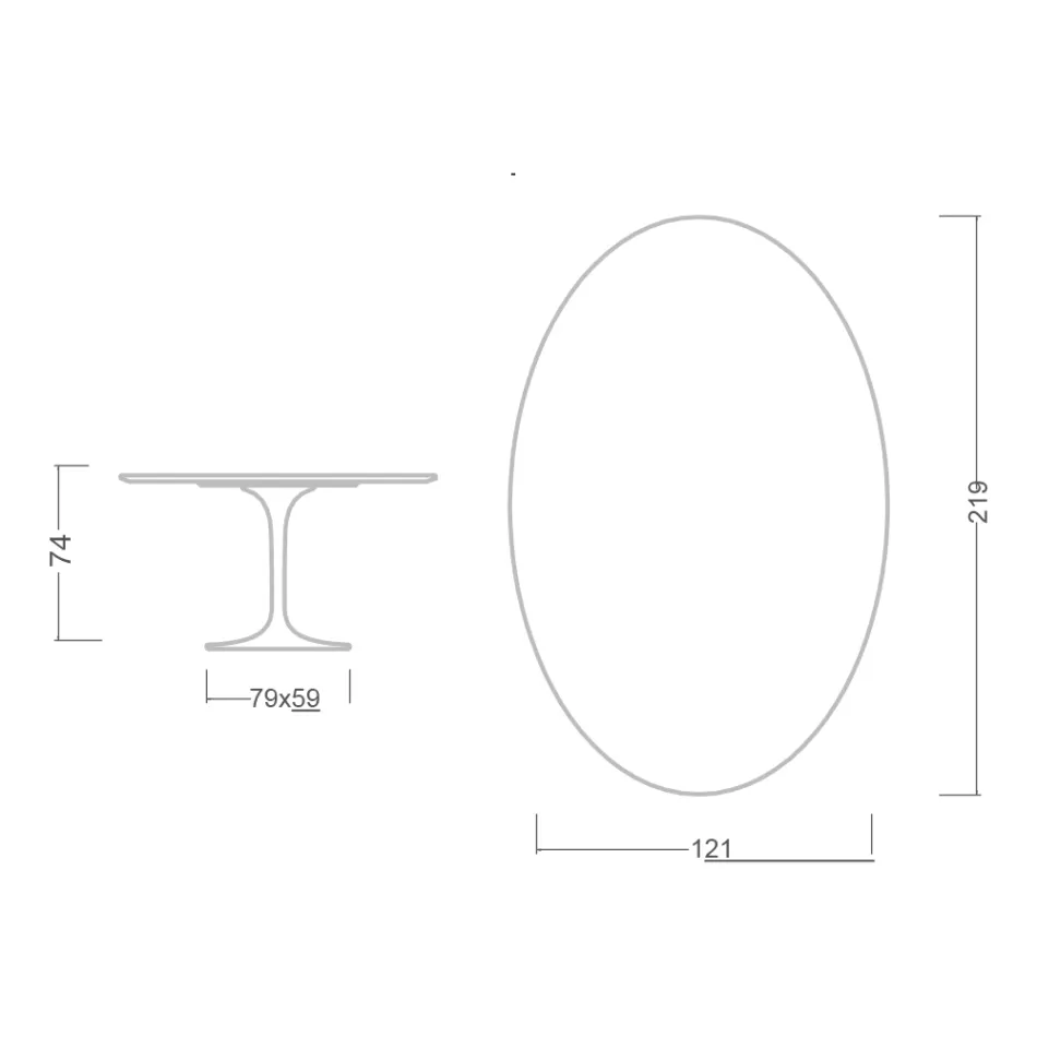 طاولة توليب بيضاوية من تصميم Eero Saarinen H 74 مصنوعة من رخام Alpi الأخضر في إيطاليا - لون قرمزي Viadurini