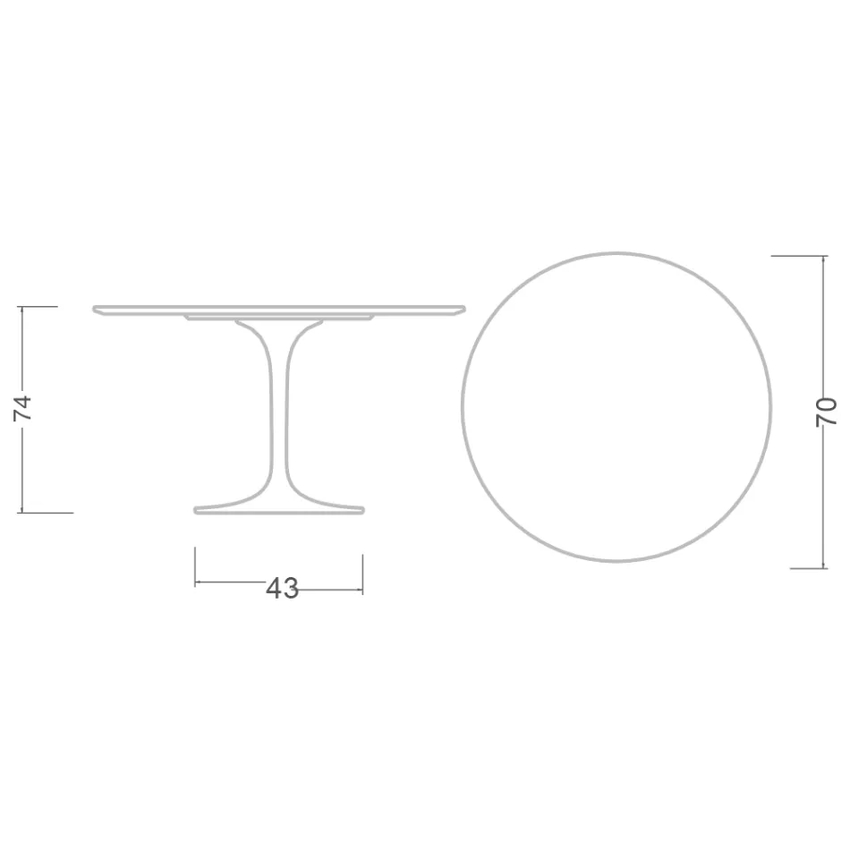 طاولة توليب من تصميم إيرو سارينين، ارتفاع 74 بوصة، دائرية، مصنوعة من سيراميك سالينا، صنع في إيطاليا - اللون القرمزي Viadurini