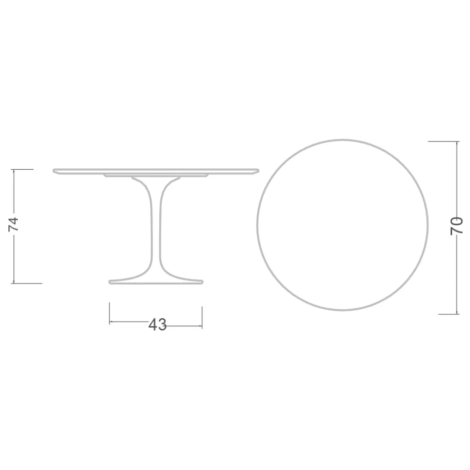 طاولة توليب سارينن H 73 دائرية من السيراميك كلكتا مايكل أنجلو - قرمزي Viadurini