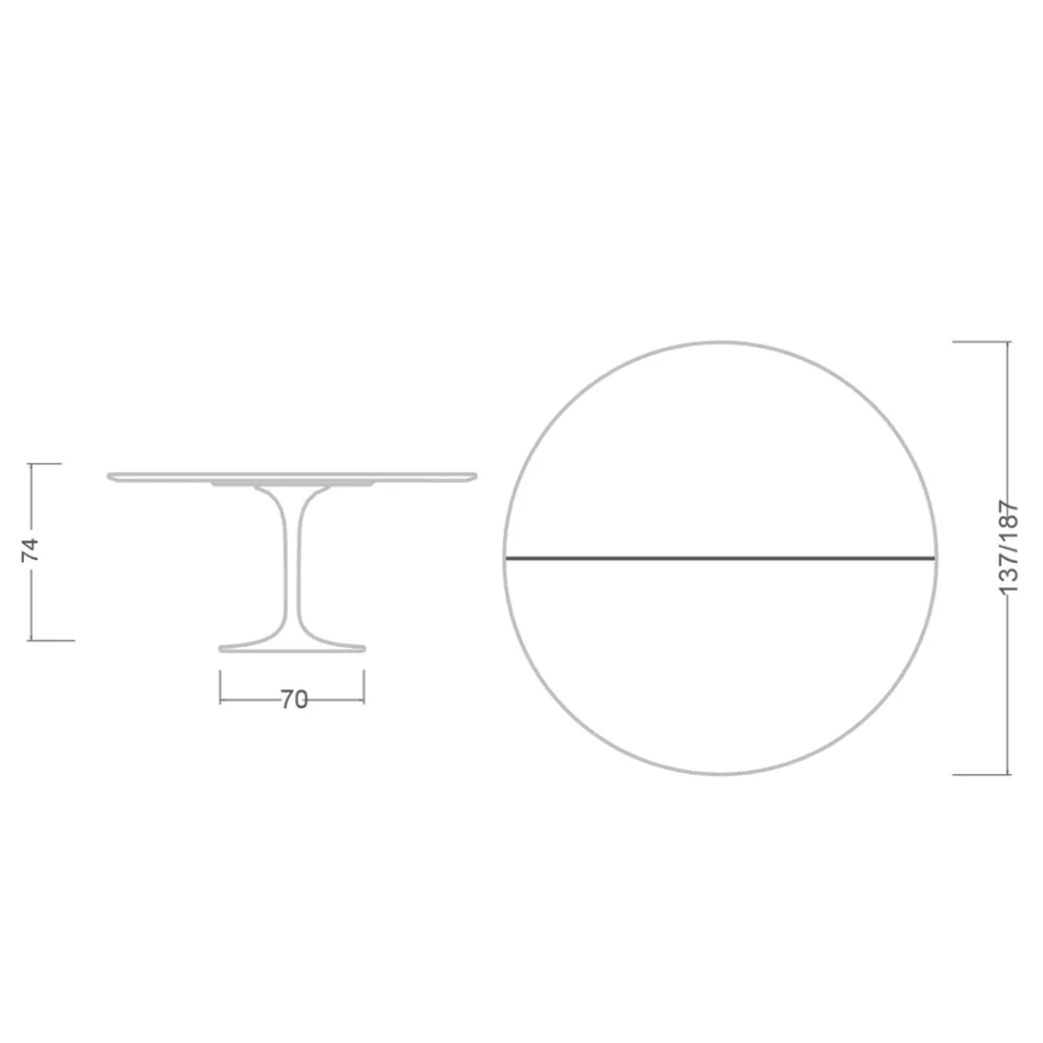 طاولة توليب سارينن H 74 قابلة للتمديد باللون الأبيض السائل، مصنوعة في إيطاليا - قرمزي Viadurini