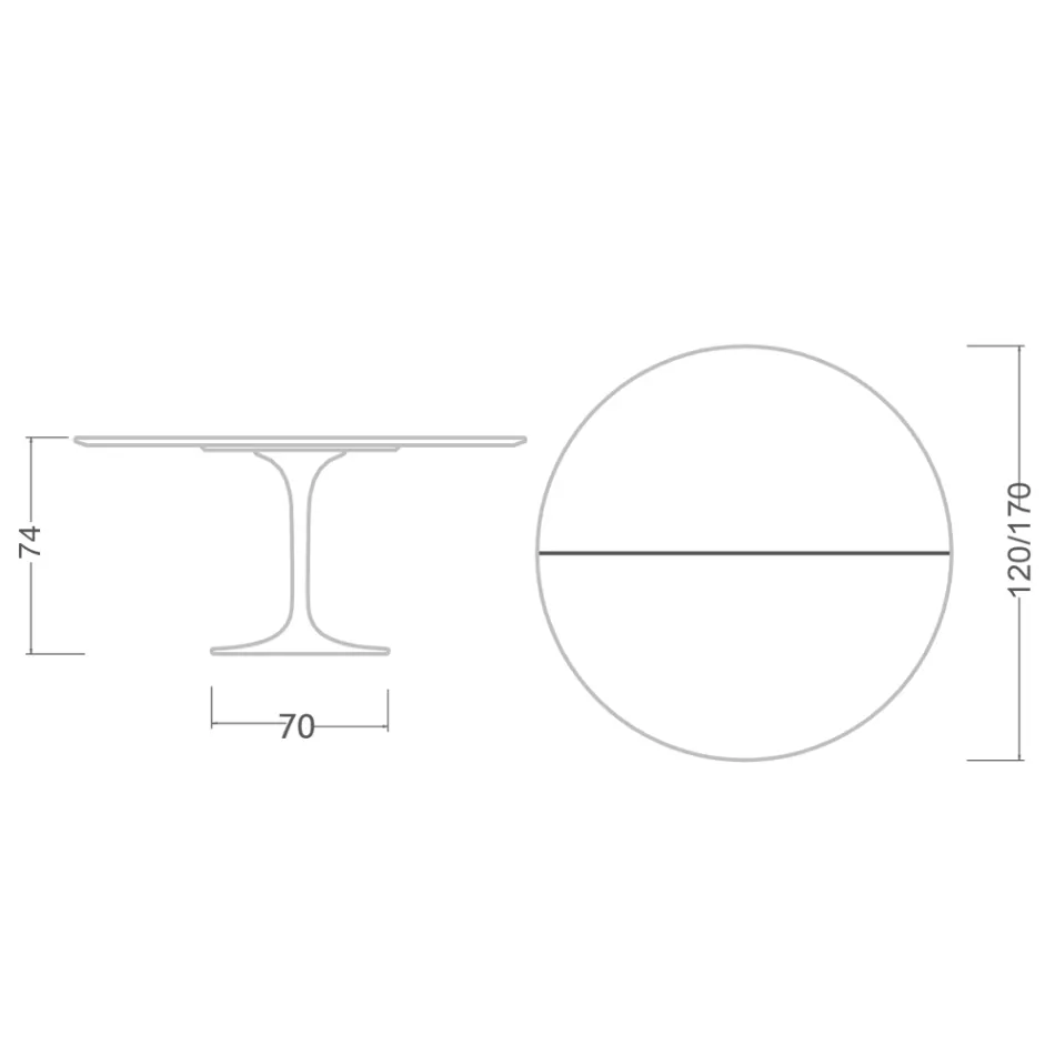 طاولة Saarinen Tulip H 74 قابلة للتمديد من مادة مغلفة سائلة سوداء، صنع في إيطاليا - Scarlet Viadurini
