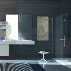 مدفأة كهربائية من الزجاج المقسّى مع لمسة نهائية من حجر جوني Viadurini