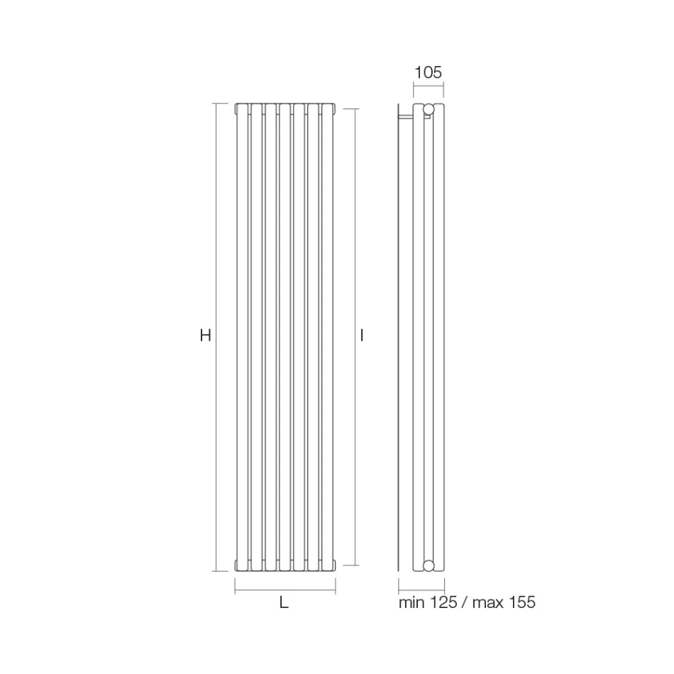 مشعاع هيدروليكي مع مجمعات أفقية وأنابيب رأسية - كولومبا Viadurini