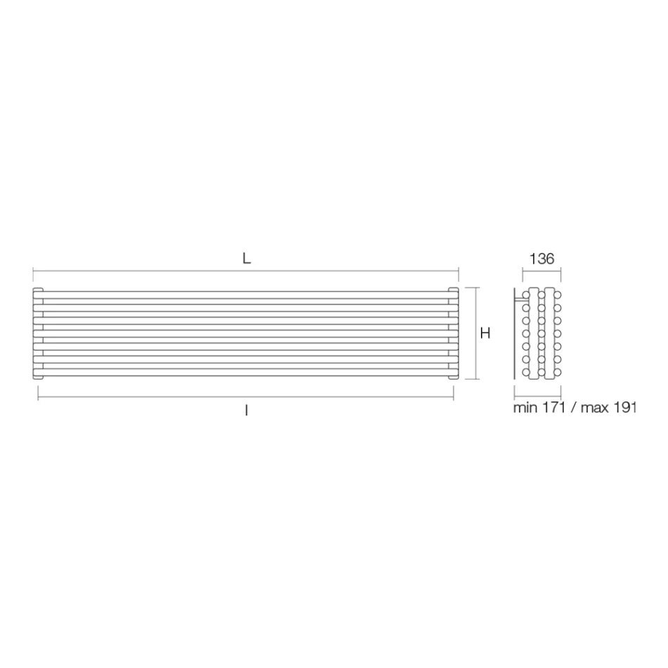 مشعاع هيدروليكي مع سلسلة ثلاثية من العناصر الأفقية صنع في إيطاليا - كاراميلا Viadurini