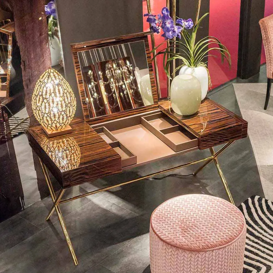 طاولة زينة عصرية ذات سطح مفتوح من خشب الأبنوس المصقول Ada 3 Viadurini