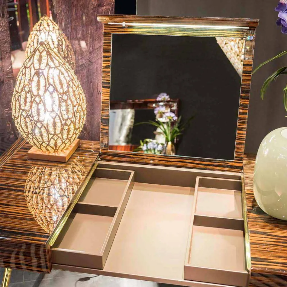 طاولة زينة عصرية ذات سطح مفتوح من خشب الأبنوس المصقول Ada 3 Viadurini