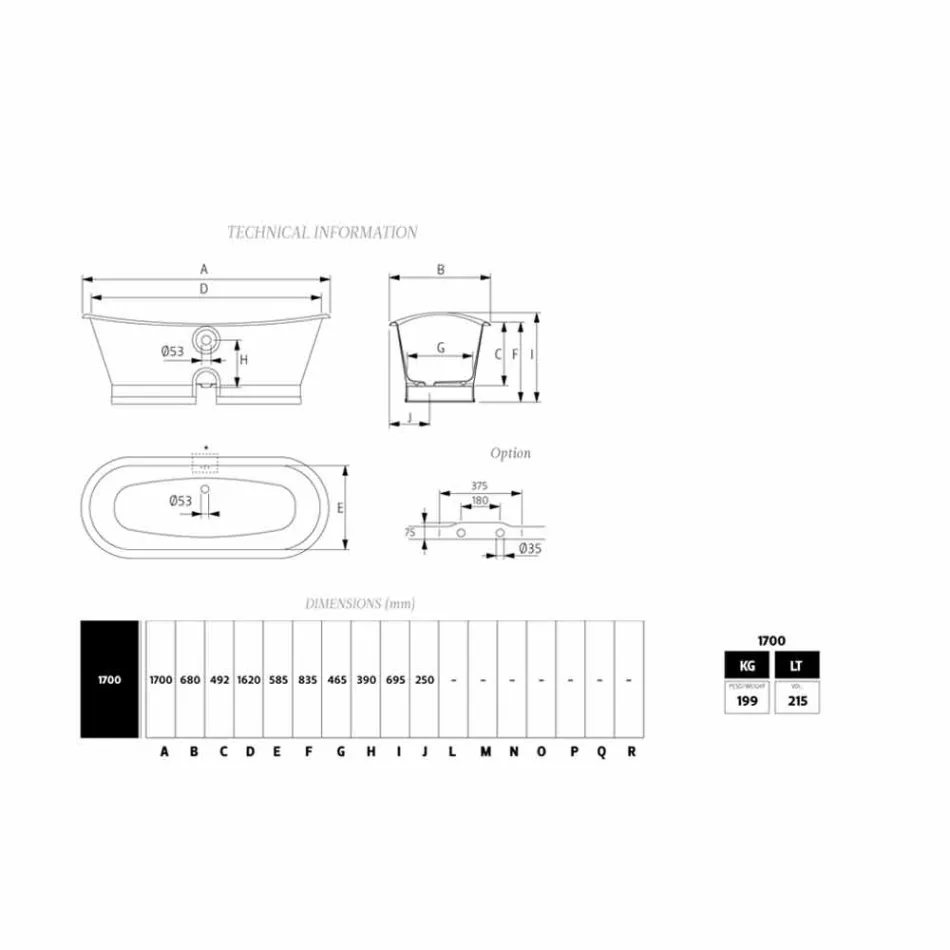 Bathtub as ground support in Romeo iron Viadurini