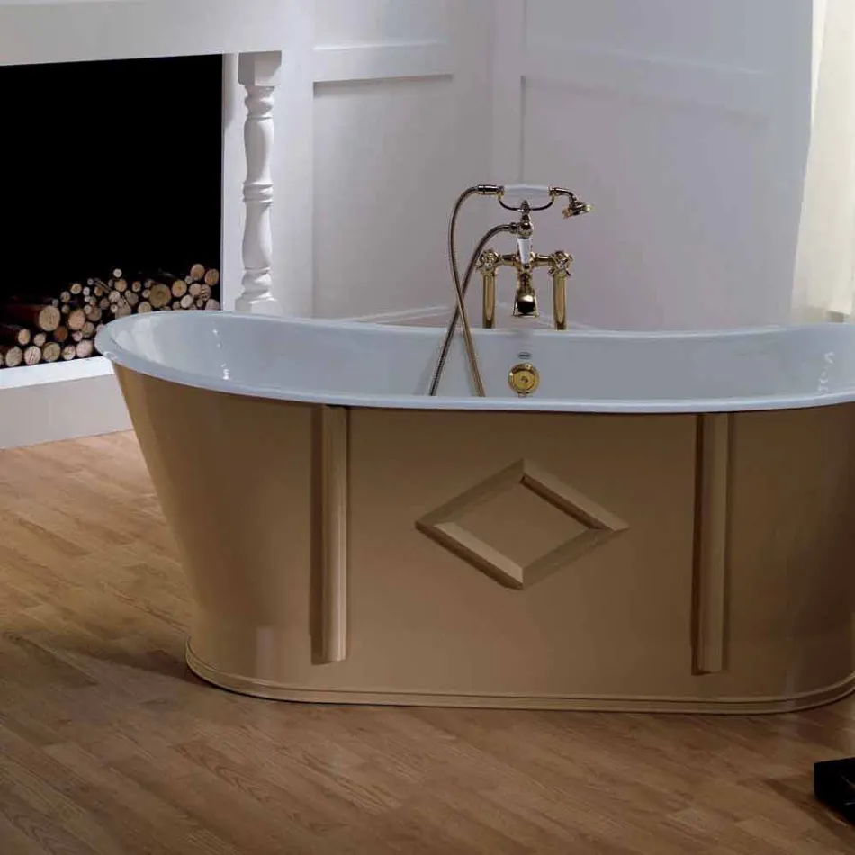 Bathtub freestanding cast iron painted and decorated Allen Viadurini