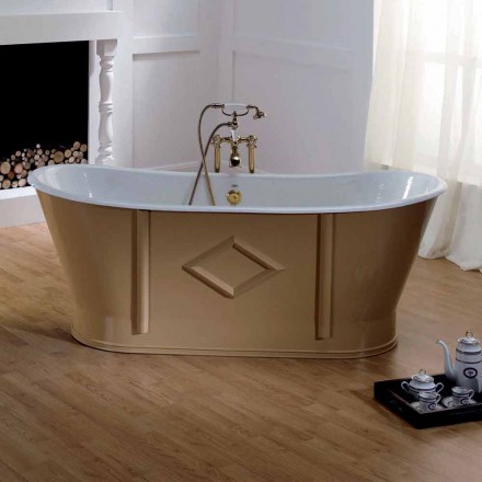 Bathtub freestanding cast iron painted and decorated Allen Viadurini