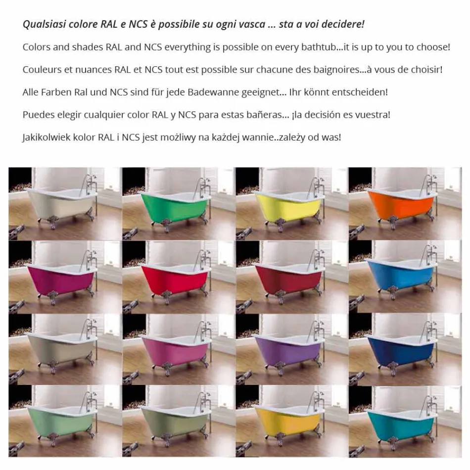 Bath glazed and painted cast iron legs Lane Viadurini