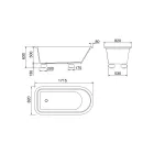 حوض استحمام أبيض غير لامع بسطح صلب مع أقدام - درجات Viadurini