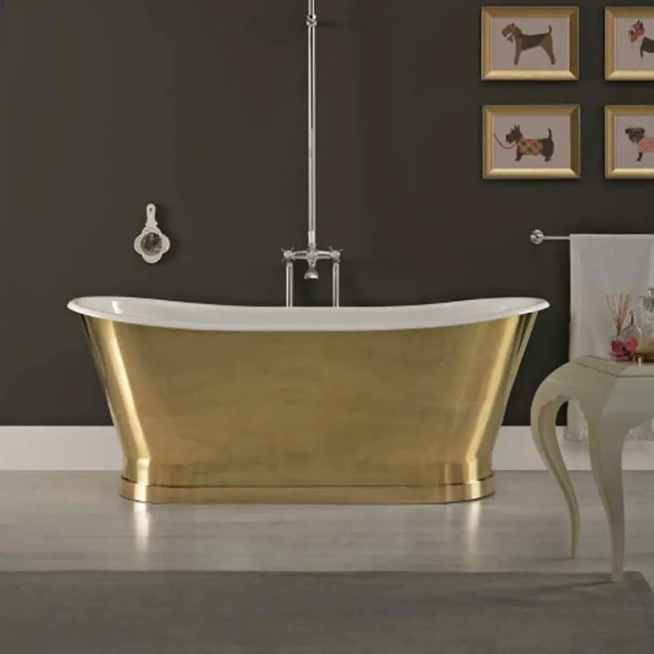 design cast iron bathtub with outer cover Roy Brass Viadurini