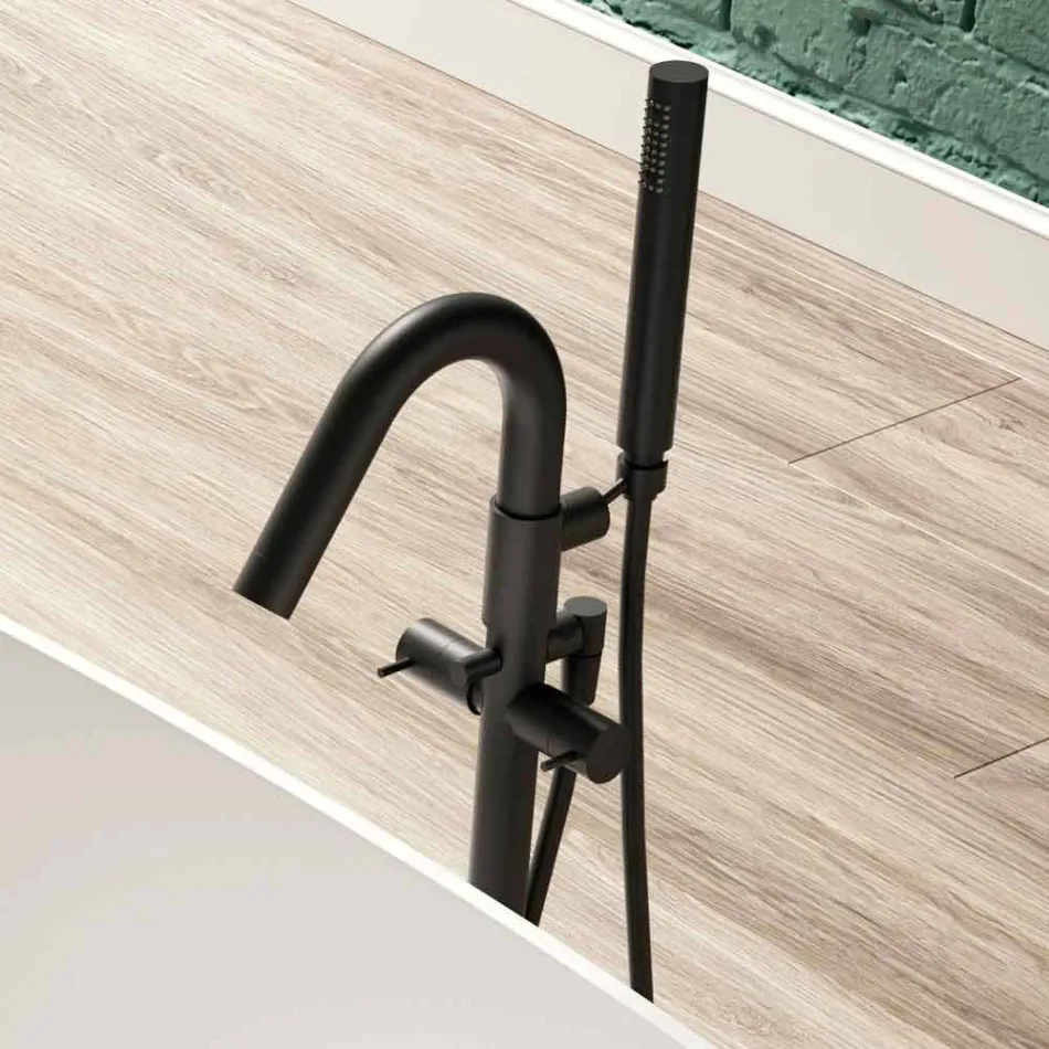 حوض استحمام قائم بذاته، تصميم سطح صلب لامع/غير لامع - حجاب Viadurini