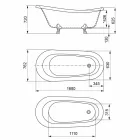 حوض استحمام قائم بذاته، تصميم فيكتوري بسطح صلب - رين Viadurini