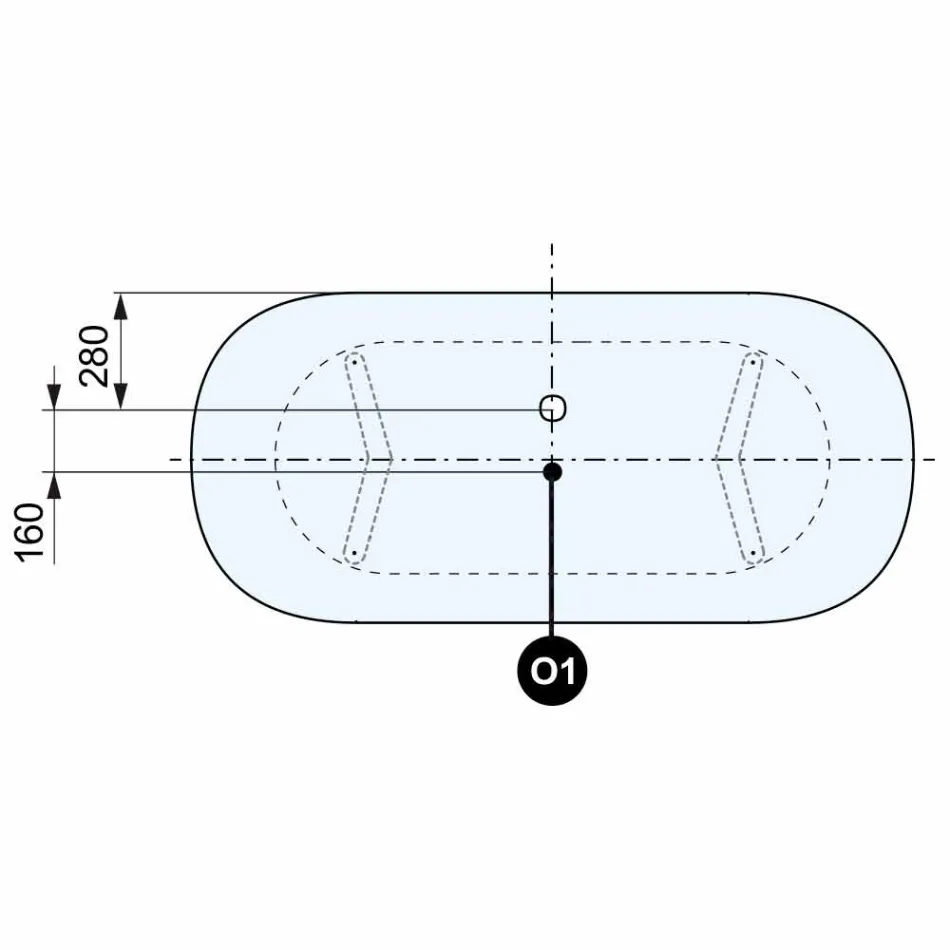 تصميم حوض استحمام قائم بذاته، أقدام مطلية بالكروم - مجانًا Viadurini