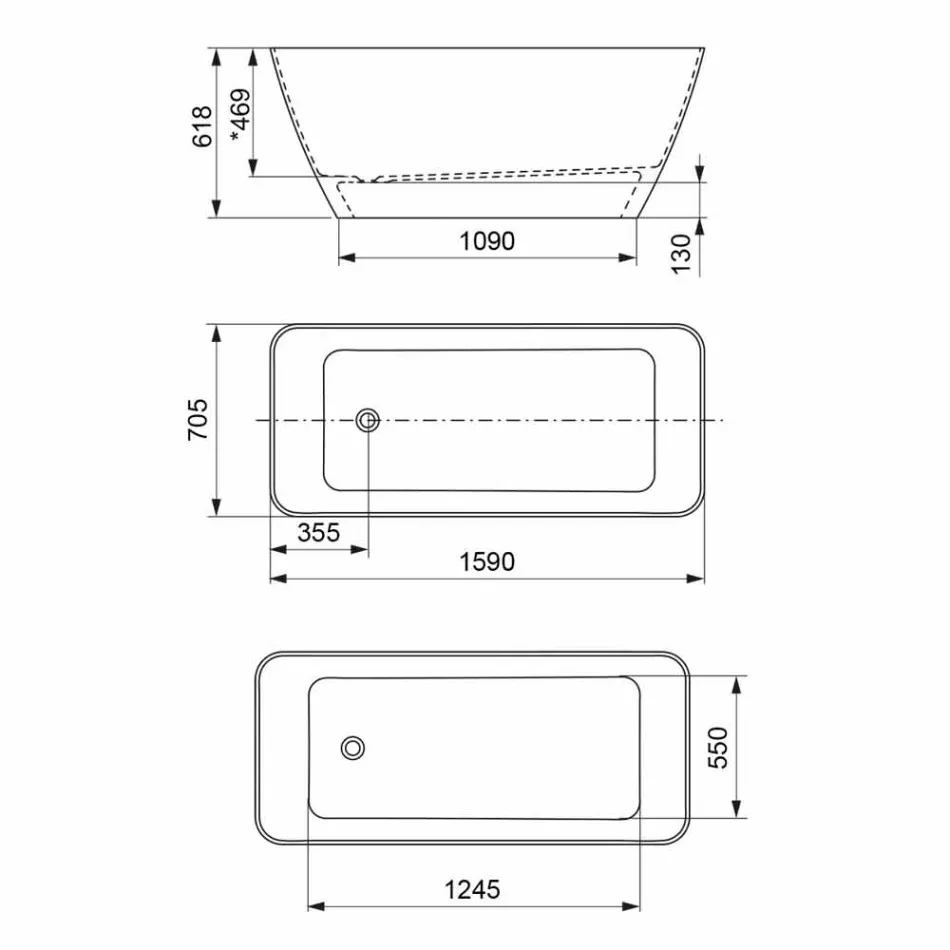 حمام مستقل بتصميم حديث باللون الأبيض اللامع أو غير اللامع - وجه Viadurini