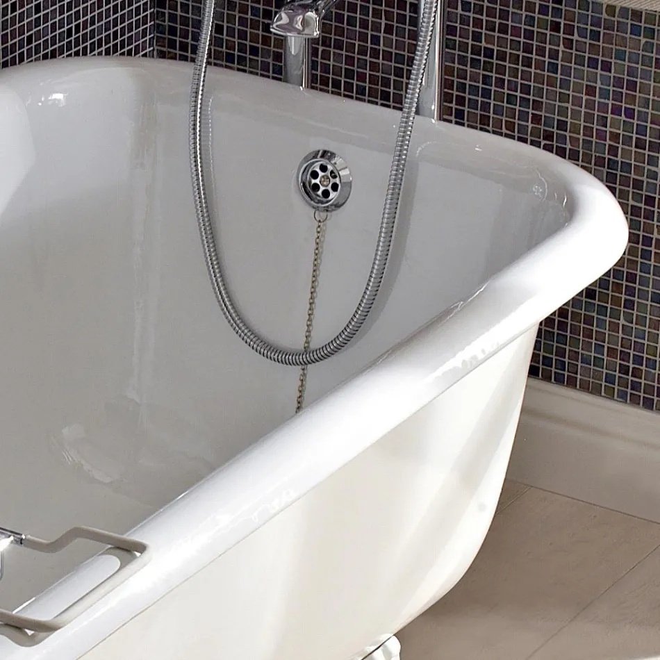 حوض استحمام بتصميم عتيق قائم بذاته من الحديد الزهر الأبيض، صنع في إيطاليا - مروة Viadurini