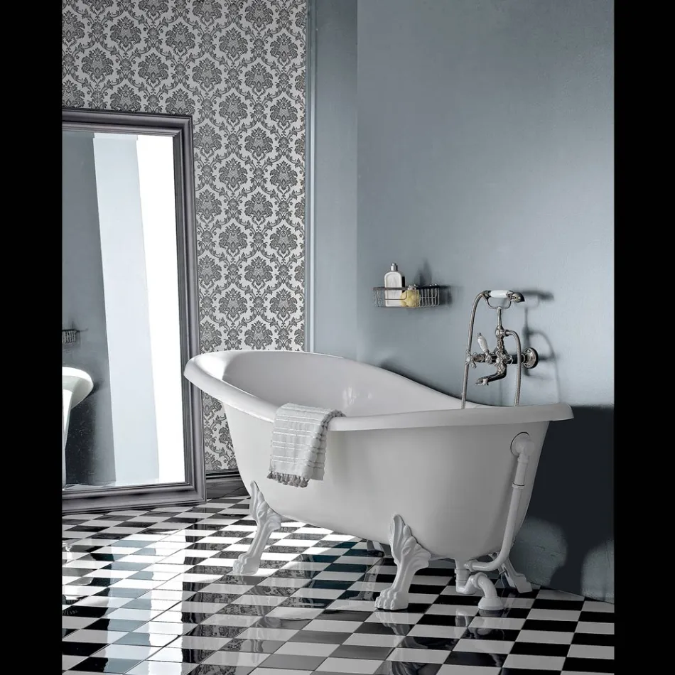 حوض استحمام قائم بذاته من الأكريليك على الطراز العتيق، صنع في إيطاليا - Tabea Viadurini