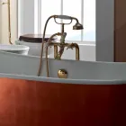 Freestanding bathtub with cast iron outer covering copper leaf Bass Viadurini