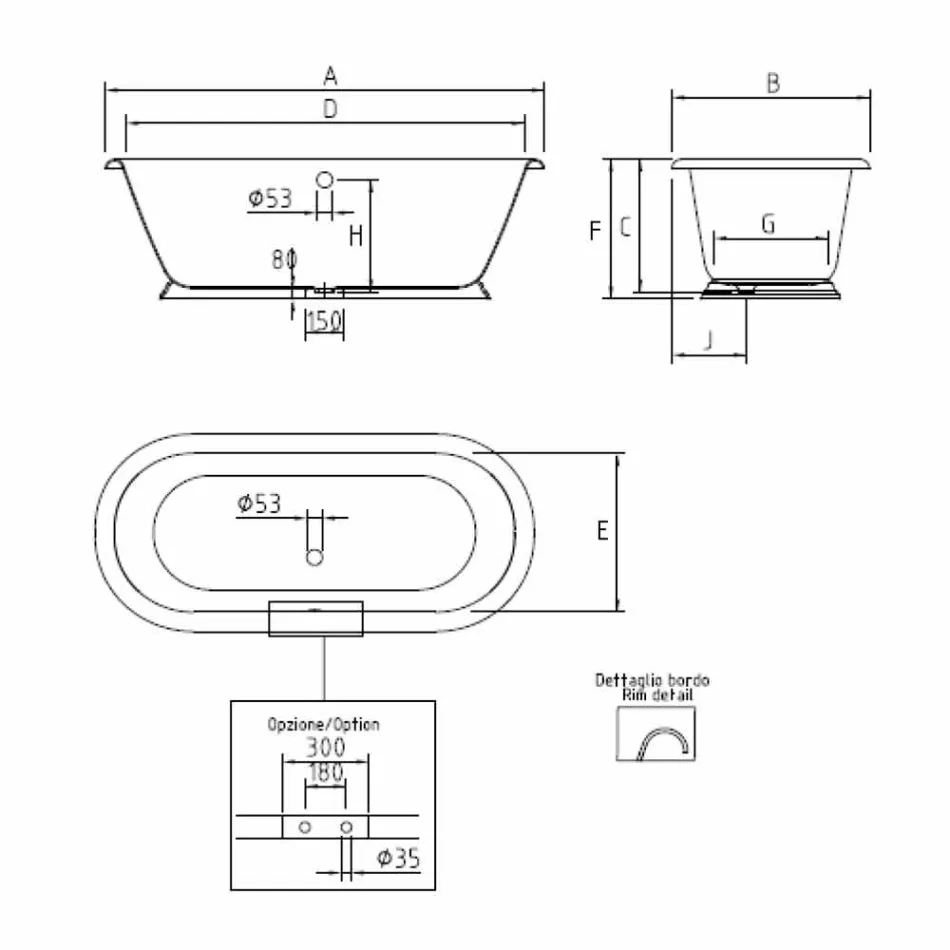 حوض استحمام قائم بذاته من الحديد الزهر على الطراز العتيق، صنع في إيطاليا - أورسولا Viadurini