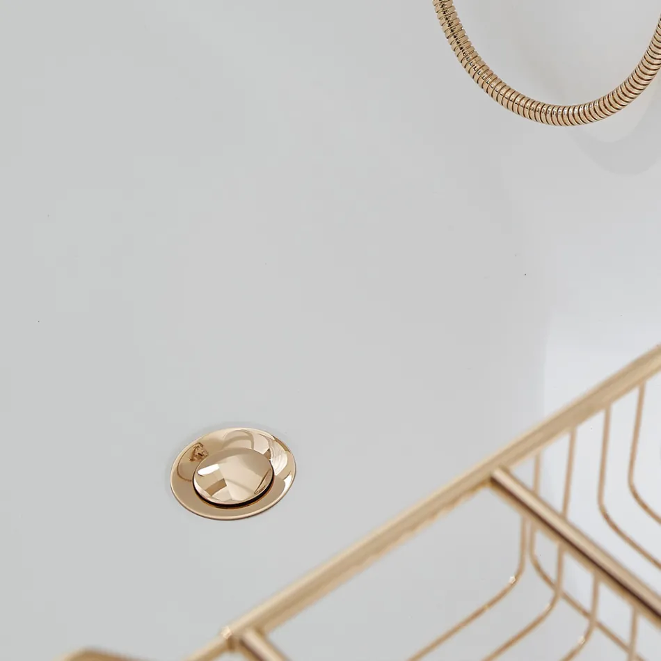 حوض استحمام ذو سطح صلب مع تدفق إضافي مدمج، صنع في إيطاليا - أوريليو Viadurini