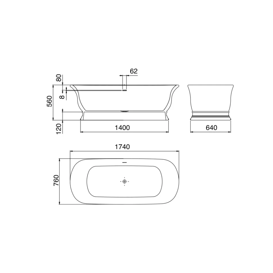 حوض استحمام ذو سطح صلب مع تدفق إضافي مدمج، صنع في إيطاليا - أوريليو Viadurini