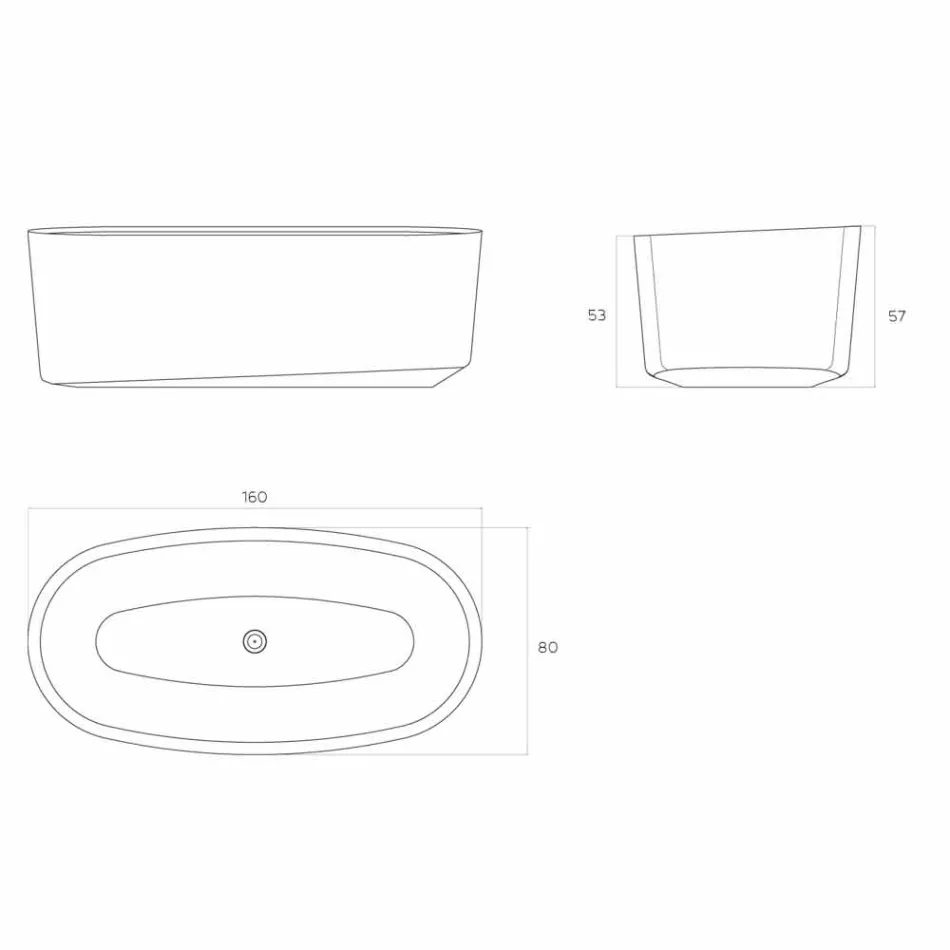 حوض استحمام قائم بذاته بتصميم أحادي الكتلة، تم إنتاجه في إيطاليا، دونجو Viadurini