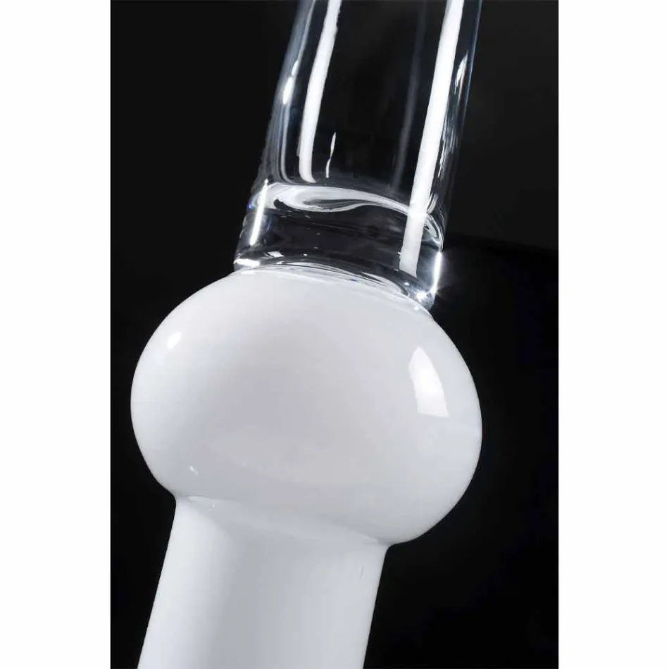 مزهرية داخلية طويلة من الزجاج الشفاف والأبيض، صنع في إيطاليا - لودوفيكو Viadurini