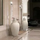 مزهرية سيراميك بيضاء طويلة ذات طرف مزخرف مصنوعة يدويًا في إيطاليا - فيريو Viadurini