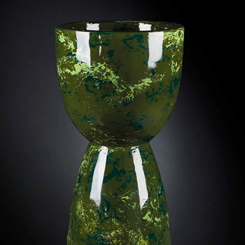 مزهرية طويلة من البولي إيثيلين بلمسة نهائية من الرخام أو البريار، صنعت في إيطاليا - ريناتا Viadurini