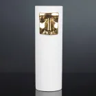 مزهرية عصرية طويلة من السيراميك الأبيض مع حشوة ملونة، صنع في إيطاليا - ليكسي Viadurini