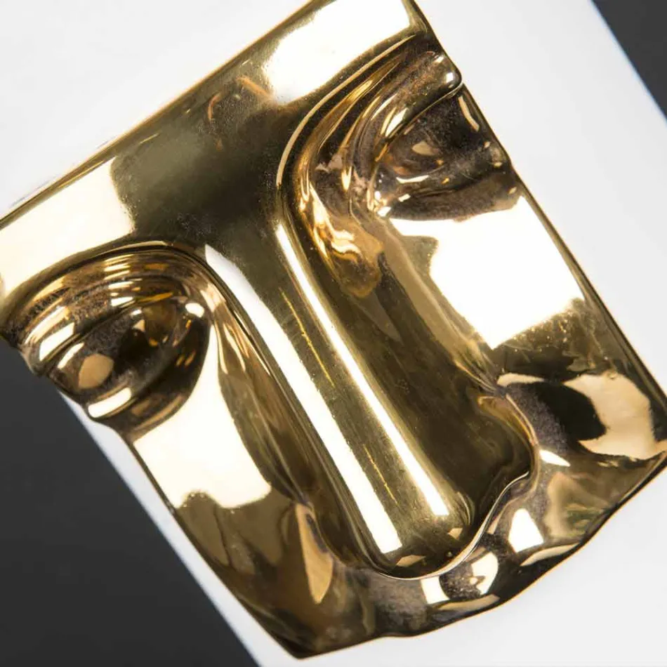 مزهرية عصرية طويلة من السيراميك الأبيض مع حشوة ملونة، صنع في إيطاليا - ليكسي Viadurini