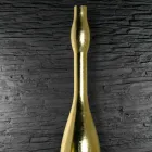 مزهرية طويلة حديثة من الراتنج بلمسة نهائية من أوراق الذهب أو الفضة، مصنوعة في إيطاليا - كوارتز Viadurini