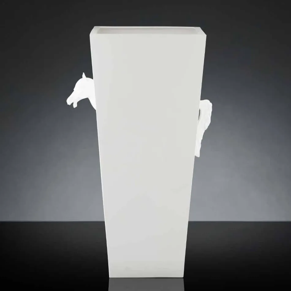 مزهرية داخلية طويلة من السيراميك الأبيض مصنوعة يدويًا في إيطاليا - جاكي Viadurini